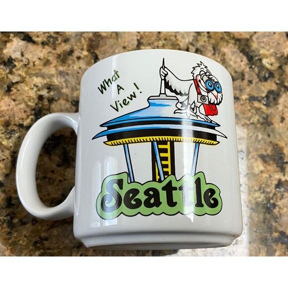 Vintage Seattle What a View Bird WA Ceramic Coffee Mug MINT - Picture 3 of 4
